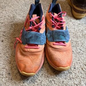 Nike Orange Blue Athletic Shoes with Suede Finish